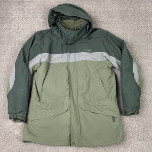 LL Bean 3 in 1 Jacket Men's Medium Green Coat Parka Fleece 0WV85